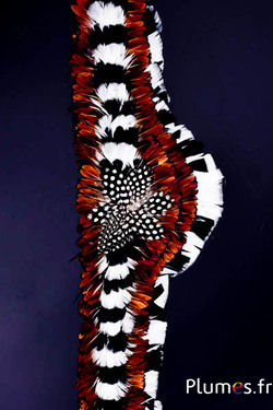 Bandeau chapeau n°1 - 75x8 cm - centre 13 cm - blanc-noir-naturel